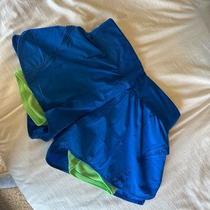 Fabletics High Rise Blue Gym Workout Shorts w Built in Spandex